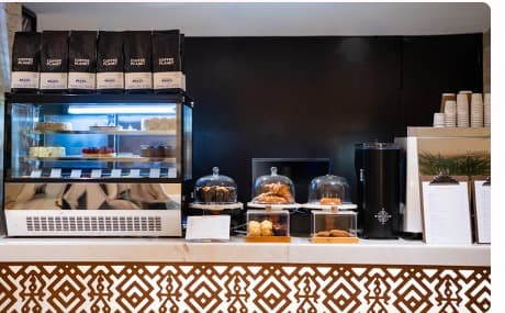 Restaurant counter with coffee equipment
