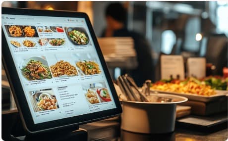 Digital restaurant ordering menu on a tablet