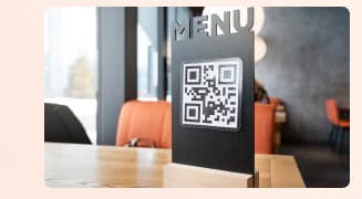 QR menu display on a restaurant table